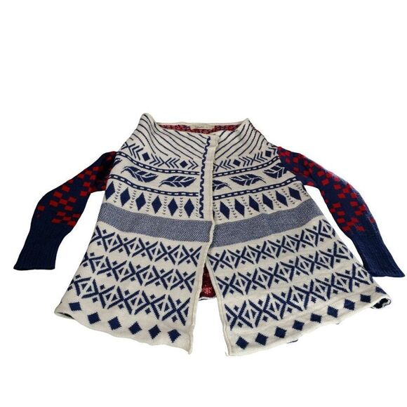 Yahada USA Poncho‎ Women Sz L Multicolor Fair Isle Hipster Boho - Picture 1 of 8